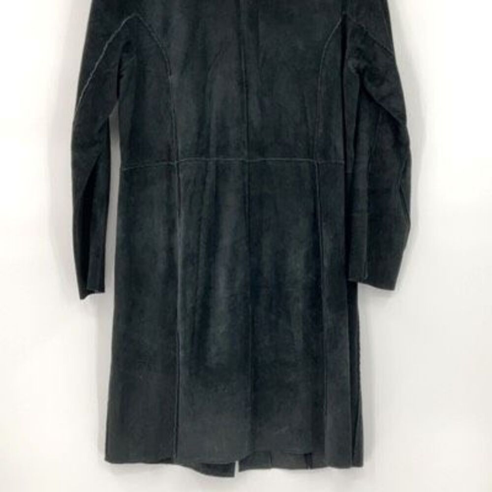 Guess Vintage Black Button Front Long Sleeve Genuine Leather Long Coat Size Larg - Picture 6 of 6